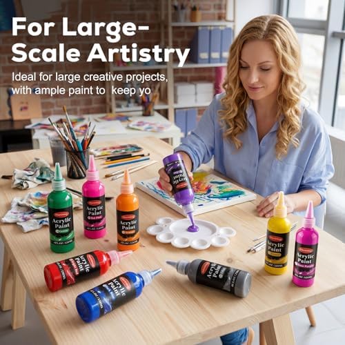 Acrylic Paint Set, 24 Colors, 4 oz/120ml Bottles