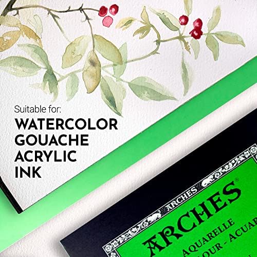 Arches Watercolor Pad, Cold Press, 9x12 inches, 12 Sheets - Professional Art Paper for Watercolor Gouache Ink Acrylic