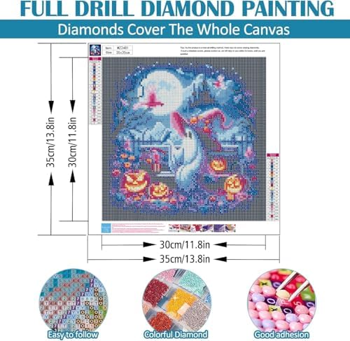WNPOKN Halloween Ghost Diamond Art Kits for Adults 14 x 14inch