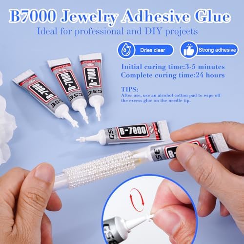 Canvalite Flatback Nail Pearls for Crafting, Multiple Sizes Half Pearls with 5Pcs B7000 Jewelry Glues & Picker Tools Bedazzling Bead for DIY Crafts Clothing Tumblers Shoes Decors Nail Art
