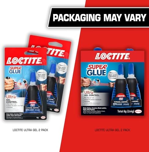 Loctite Super Glue Ultra Gel Control, Clear, 0.14 fl oz Bottle, 2 Pack - Superglue for Plastic, Wood, Metal, Crafts & Repair, Cyanoacrylate Adhesive Instant Glue, Quick Dry