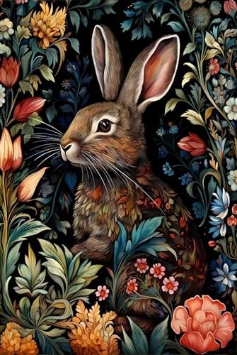 EIBEILI Diamond Painting Kits for Adults DIY 5D Diamond Art Paint with Round Diamonds Full Dril Gem Rabbit Art Painting Kit for Home Wall Decor Gifts 12x16inch