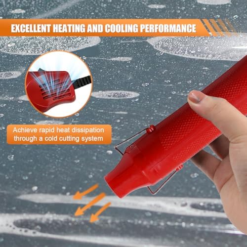 220V 300W Mini Heat Gun, Portable Electric Hot Air Gun with Stand & Power Cord, Handheld Heating Tool for Car Vinyl Wrap, Drying Paint, Epoxy Resin, DIY Embossing(Red)