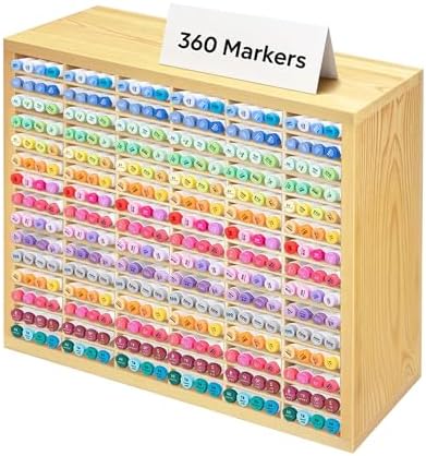 PROLEE Marker Storage Organizer for 360 Markers,Wooden Alcohol Marker Holder with 90 Slots,Markers Pens Pencils Art Supply Storage Rack for Desk Home Classroom Office Decor