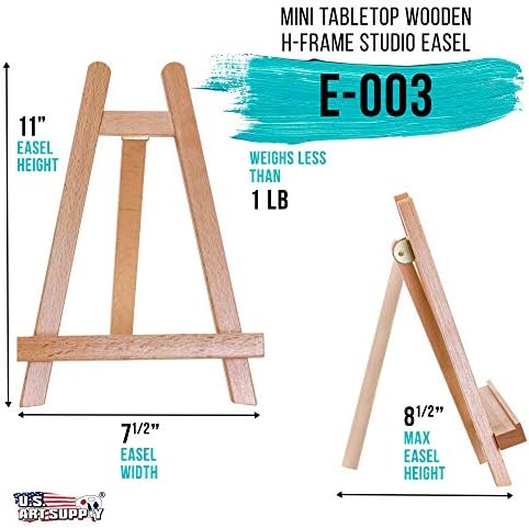 U.S. Art Supply 10.5" Small Wooden Tabletop Easel for Painting | Display Stand - A-Frame Table Top Easel, Canvas Holder