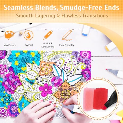 320 Colors Alcohol Markers with APP, Dual Tip Art Marker for Adults Coloring Books, Alcohol Based Illustration Markers Set for Adult Artist Drawing Sketching Painting Lettering Cards
