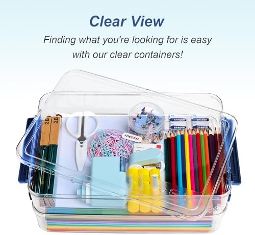 CATOOMUU 2-Pack 9x13 Clear Plastic Project Case Stackable Storage Box