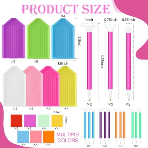 Affrolling 90 Pcs Diamond Art Tools, Drill Pens Trays Glue Clay