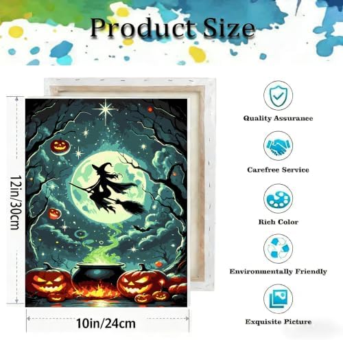 Witch Paint by Numbers Kit for Adults Beginner with Framed 10x12 Inch