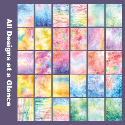 30 Sheets Puzzle Pre-Cut Washi Stickers, Featuring Abstract Watercolor, Pastel Gradient and Geometric Designs for Scrapbooking, Bullet Journaling, DIY Crafts
