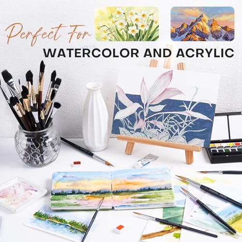 Triangle Wedge Paint Brushes Set – Fuumuui 6pcs Precision Pointed Pinstriping Professional Synthetic Brush for Watercolor, Gouache – Short Handle Painting Tools for Fine Detail & Geometric Art