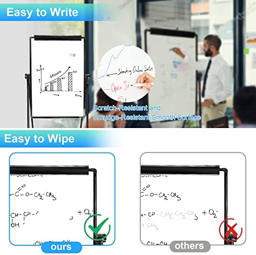 White Board Easel Office Portable Dry Erase Boards with Stand, Flipchart Easel Height Adjustable 36x24 inches, Perfect for Classroom, Preschool, Homeschool, Restaurant and Presentation (Black)