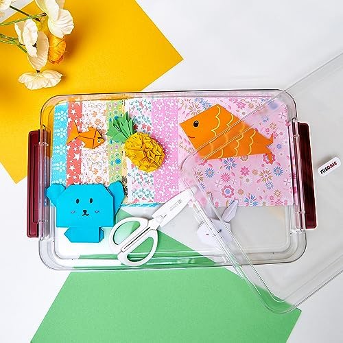 CATOOMUU 3-Pack 9x13 Shallow Flat Clear Plastic Project Case Storage Box