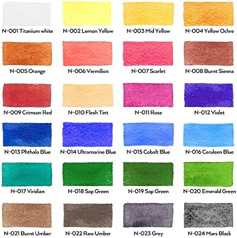 Nicpro 24 Colors Watercolor Paint Set (12ml/0.4oz Tube) for Adults, Artist