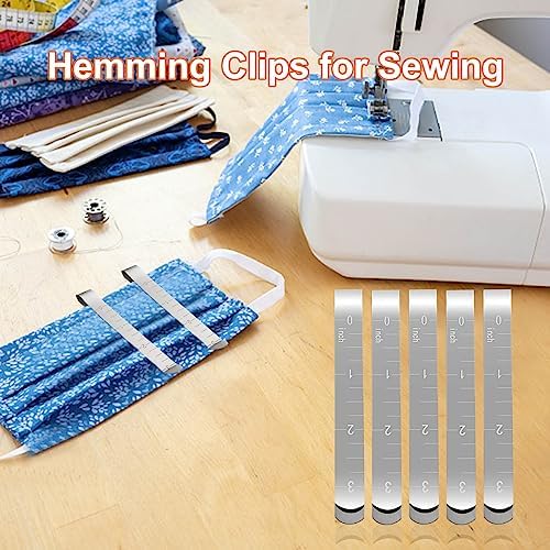 Set of 20 Sewing Clips, Stainless Steel Hemming Clips 3 Inches Measurement Ruler Quilting Supplies, Hem Marker, Sewing Supplies and Accessories