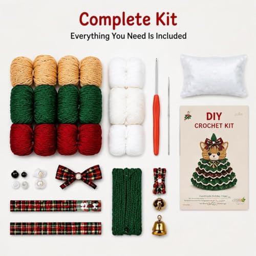 Crochet Animal Christmas Tree DIY Kit–Stitch a Little Christmas Magic，Fox