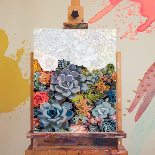 Paint by Numbers for Adults Succulents, Succulent Paint by Number on Canvas