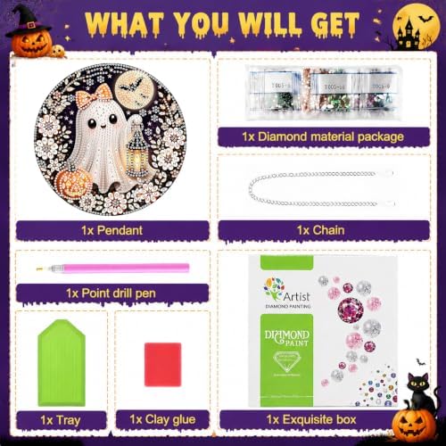 Ghost Diamond Art Hanging Kit for Adult, Diamond Art Painting 8x8inch