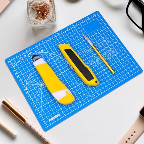 DIYSELF 9in×12in Cutting Mat, A4 Self Healing Craft Mat for Sewing | A4 Cutting Mat for Fabric, Quilting and Scrapbooking, 5-Ply Double-Sided Craft Cutting Board with Printed Grid