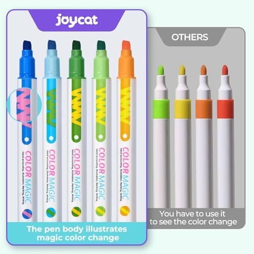 JoyCat 10 Color Changing Markers for Kids Ages 4-8, Dual Tip Magic Pens