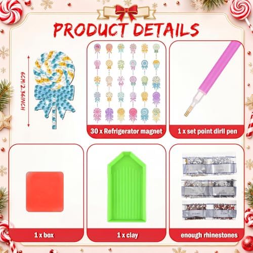 Motipuns 30 Pcs Diamond Magnets,Christmas Candy,Soft Pastel