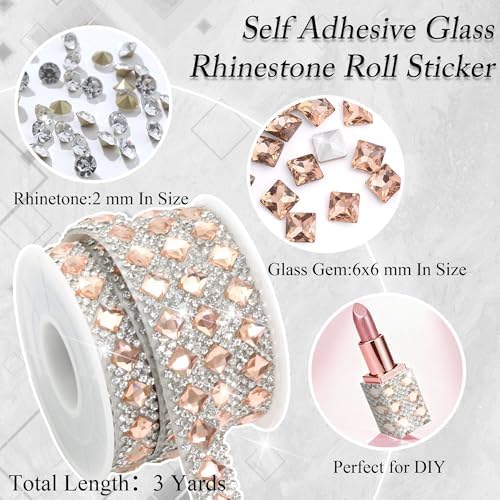 Champagne Rhinestone Ribbon Roll Glass Gem 1 CM Wide Crystal Trim