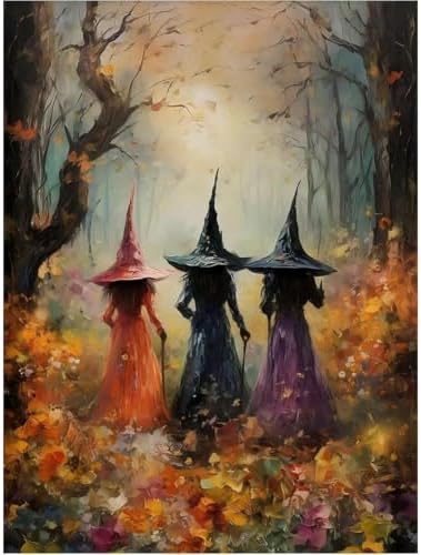 Halloween Paint by Numbers Kit for Adults,Witch Paint by Number 12x16 in