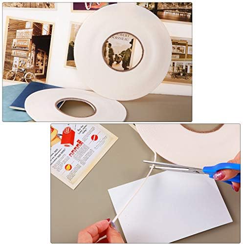 Zonon 3 Rolls Double Sided Foam Tape, 1/8 Inch by 50 Feet, White