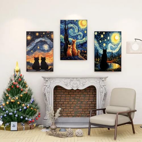 VeGuude 3 Pack Diamond Art Kits for Adults Home Wall Decor Gift 12x16In