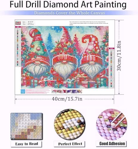 Diamond Art Kits for Adults Christmas Gnomes Diamond Painting Kit 12x16in