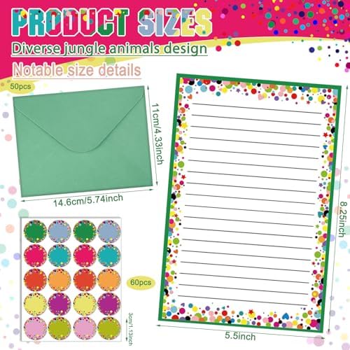 TaoBary 160 Pcs Polka Dot Stationery Paper and Envelopes Set, 5.5 x 8.25''