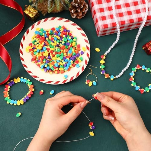 300Pcs Christmas Bulbs Polymer Clay Beads for Jewelry Making