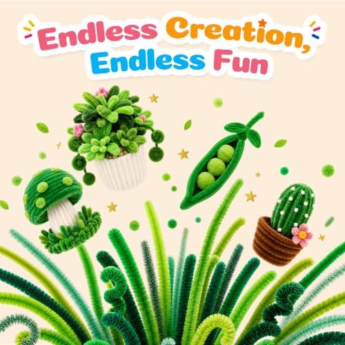 Caydo 200 Pieces Green Pipe Cleaners Craft Chenille Stems
