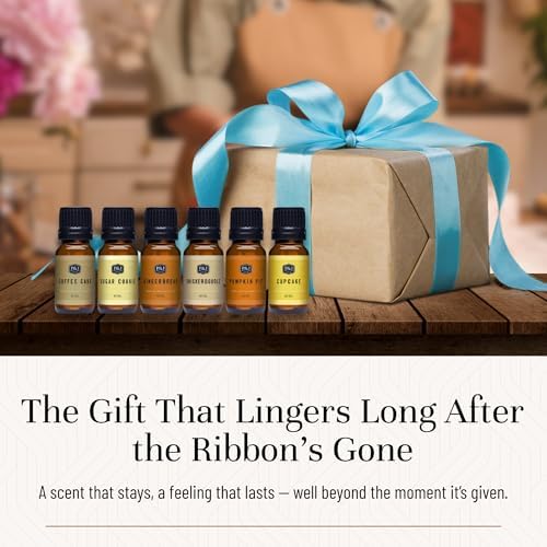 P&J Trading Bakery Set of 6 Fragrance Oils - Pumpkin Pie, Cupcake, Sugar Cookies, Coffee Cake, Snickerdoodle, Gingerbread Candle Scents, Soap Making, Diffuser Oils