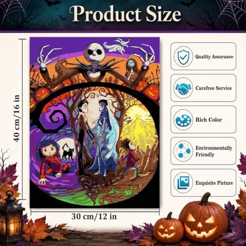 Paint by Numbers Kit for Adults,Jack and Sally Paint by Number 12x16 inch
