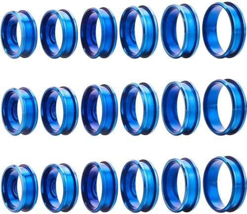 SUNNYCLUE 1 Box 18Pcs Inlay Ring Blanks Blue Stainless Steel Grooved Ring Blank US Size 7/8/9/10/11/12 Finger Findings Settings for Jewelry Making Kits DIY Craft Supplies