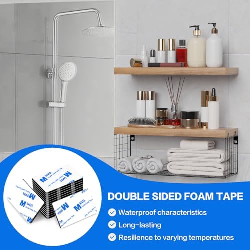 Double Sided Adhesive Tape Pads Heavy Duty, Mounting Tape,48Pcs 3mm Thickness Pre-Cut Foam Tape,Super-Sticky Black Strong Pads Rectangle Shape Waterproof for Walls Picture, Car, Home, Office