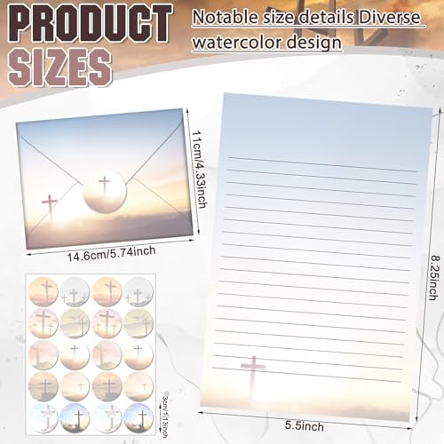 TaoBary 160 Pcs Religious Letter with Cross Stationery Paper and Envelopes