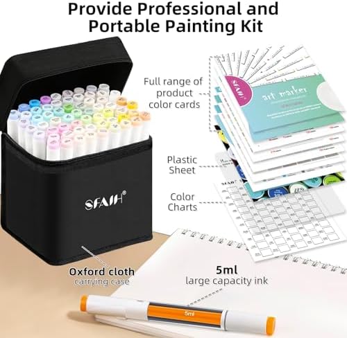 SFAIH Art Pastel Alcohol Markers Brush & Chisel Tip - 61 Dreamy Colors