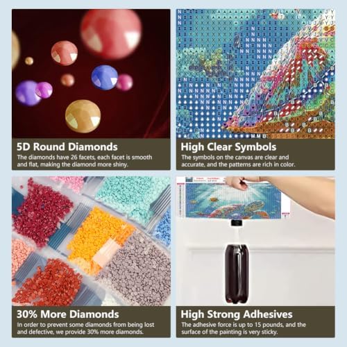 SJUTOUCI Sea Turtle Diamond Art Kit for Adults, Diamond Painting Kit