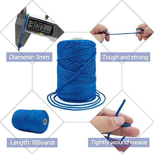 Polyester Macrame Cord 3mm x 185yards, Braided Macrame Cord Polypropylene Silk Cord, Crochet Bag Polyester Yarn for Crocheting, Bag, Wall Hangings, Rug, DIY Crafts (Light Brown)