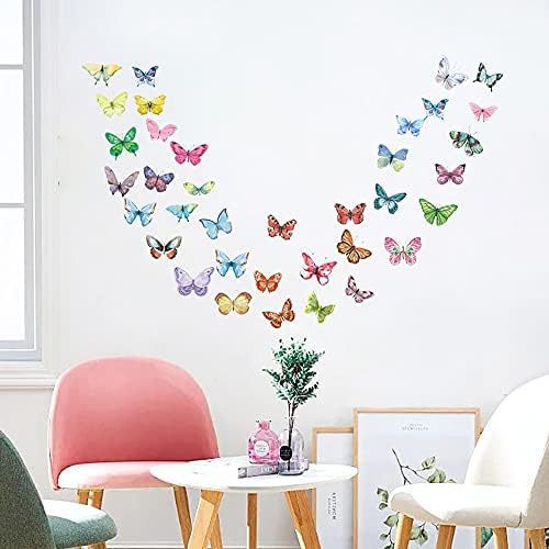 AOWDIAO Watercolor Butterfly Peel and Stick Wall Decals for Girls Bedroom Nursery Room Decor