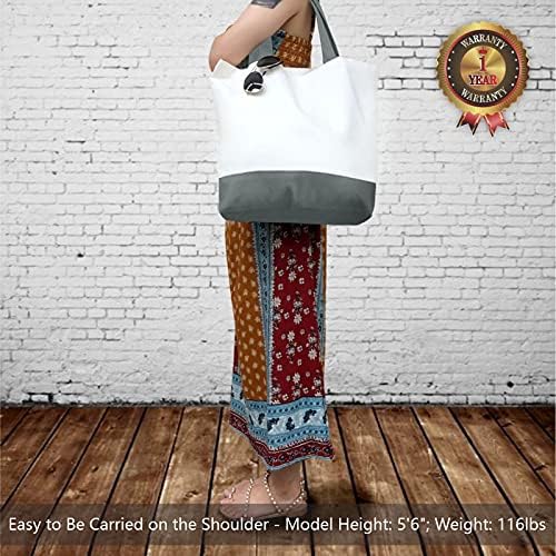 TOPDesign 3-Pack Super Strong Large 12oz Cotton Canvas Tote Bags, Reusable Grocery Shopping Cloth Bags, Fashionable Two-Tone Totes for Crafts, DIY Your Creative Designs