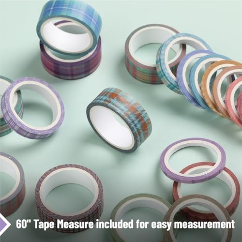 Mr. Pen- Washi Tape Set, 21 Rolls, Assorted Sizes, 5 Yards/Roll | Washi Tape for Scrapbook, Arts, Crafts, Journals and Planners, Plaid Design