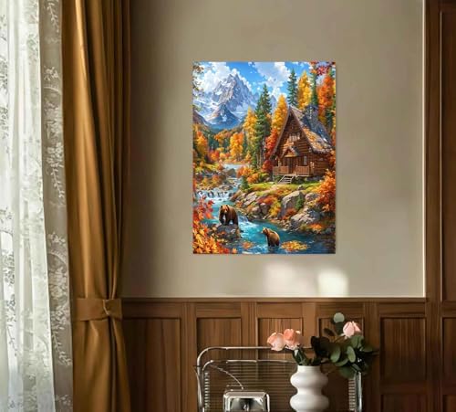 Bear Village Diamond Art Kits for Adults Diamond Painting Kits 12X16 inch ﻿
