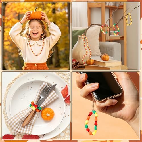 300Pcs Fall Autumn Polymer Clay Beads for Jewelry Making