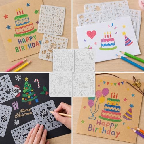 28 Blank card making supplies, Creative Greeting Card Set for Adults | Cute DIY card making kit with Thickened Card, Envelope, Tape, Supplies and Stencils for Card Making Set for Birthdays