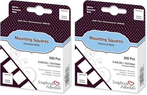 3L Permanent Mounting Squares, 1/2-Inch x 1/2-Inch, 500pk, White (Pack of 2)