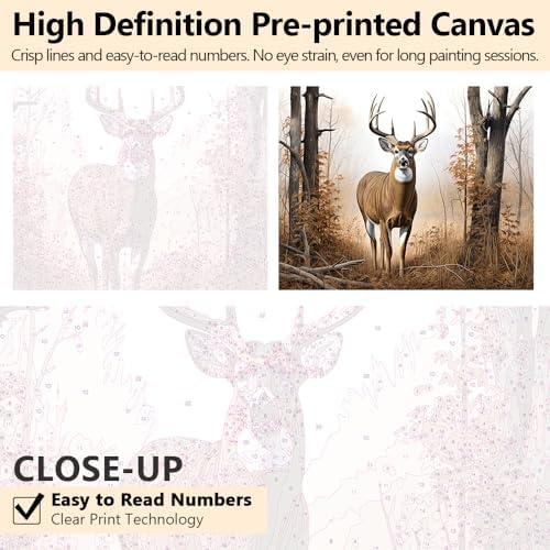 TUMOVO White Tail Buck Deer Paint by Numbers Kit for Adults & Kids, DIY Easy Oil Painting for Home Wall Decor, 16x20 Inch, Acrylic