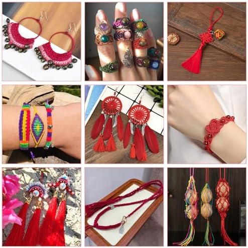 150 Yards Braided Nylon Cord Chinese Knotting Cord 0.5mm Red String for Bracelet, Nylon Beading Thread for Kumihimo Necklace Jewelry Tassels Craft